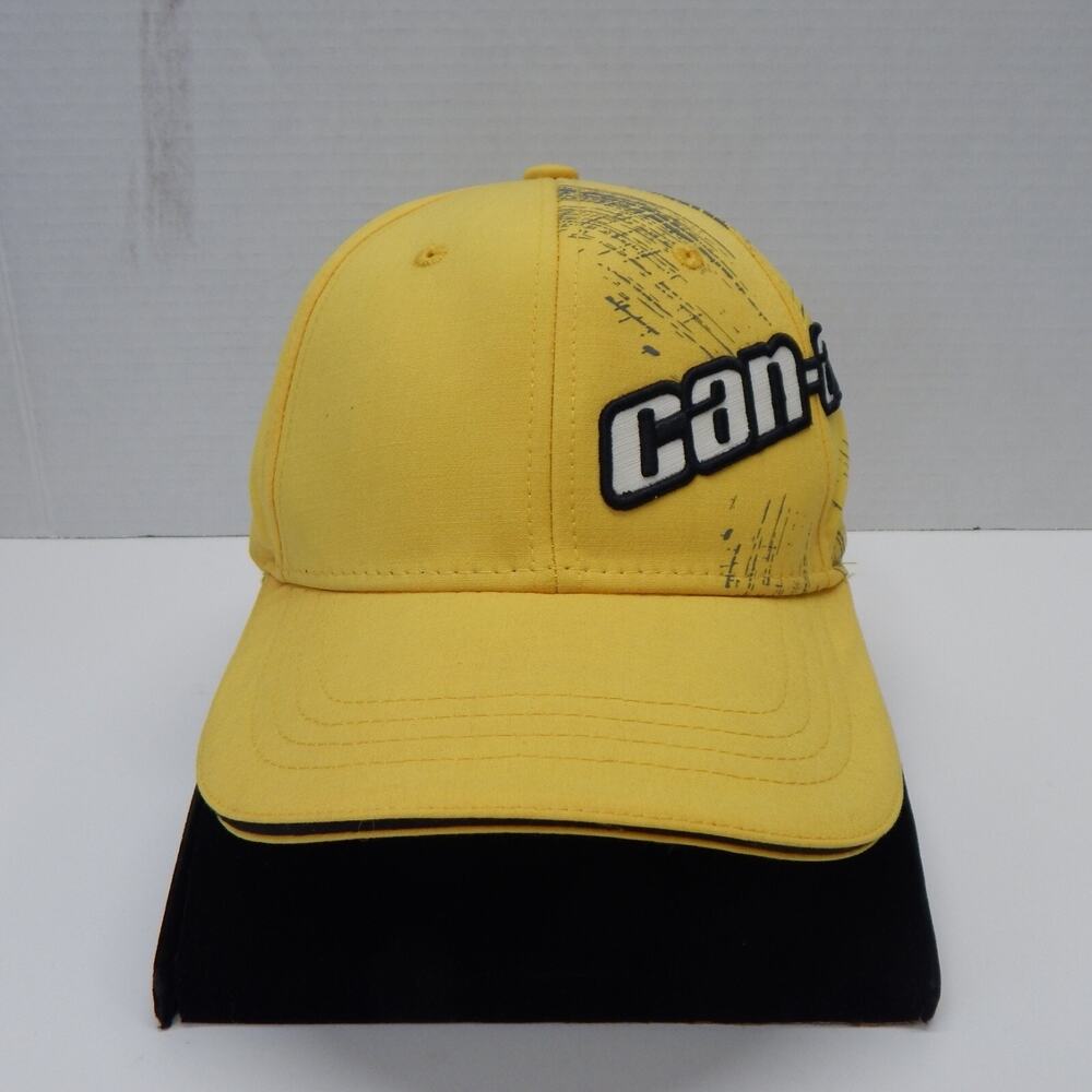Can Am Embroidered Logo Baseball Cap Fitted Track Hat Men's S/M OEM Yellow Black